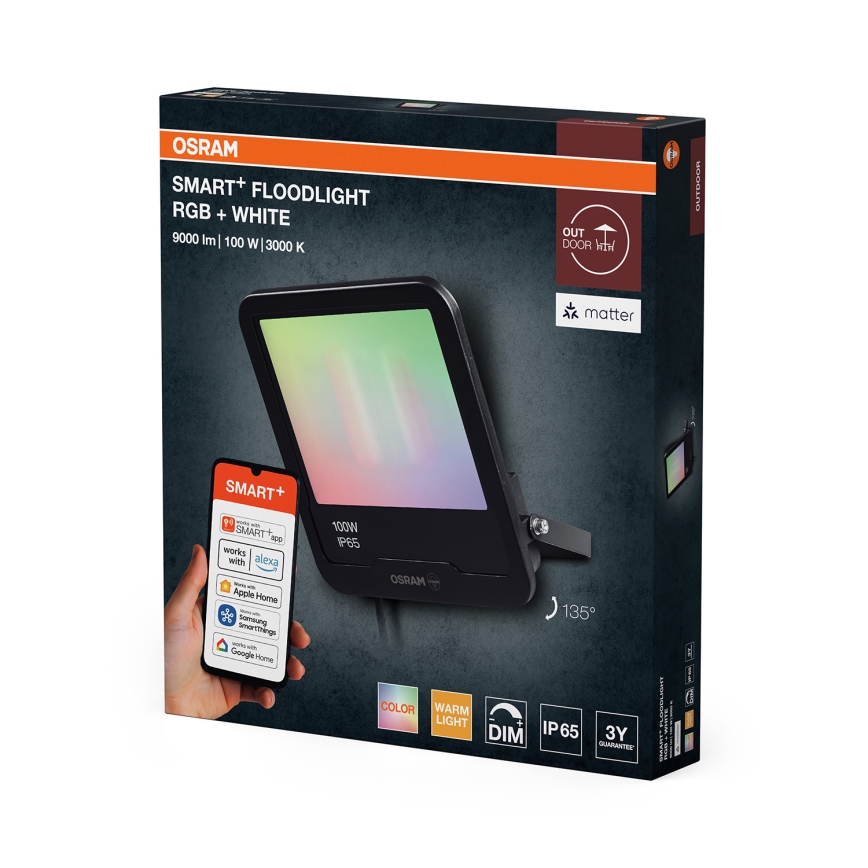 Osram - LED RGBW прожектор зі змінною яскравістю SMART+ FLOODLIGHT LED/100W/230V IP65 Wi-Fi