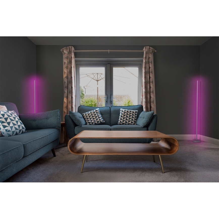 Осрам - світлодіодна RGBW регульована підлогова лампа SMART+ MAGIC LED/11,5W/230V 2700-6500K срібляста Wi-Fi + пульт дистанційного керування