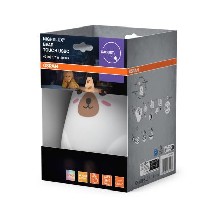 Osram - LED RGBW затемнювана дитяча сенсорна нічна лампа NIGHTLUX BEAR LED/0,7W/3,7V 1200 mAh біла