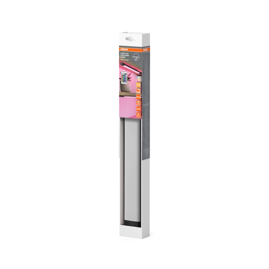 Osram - LED RGBW світильник для монтажу під шафу з регульованою яскравістю і датчиком руху LINEAR EDGE LED/8 Вт/230 В 50 см чорний + пульт дистанційного керування