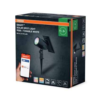 Ledvance - сонячна LED RGBW лампа з регулюванням яскравості SMART+ SOLAR LED/0,6W/3,7V 2000 mAh 3000-6500K IP44