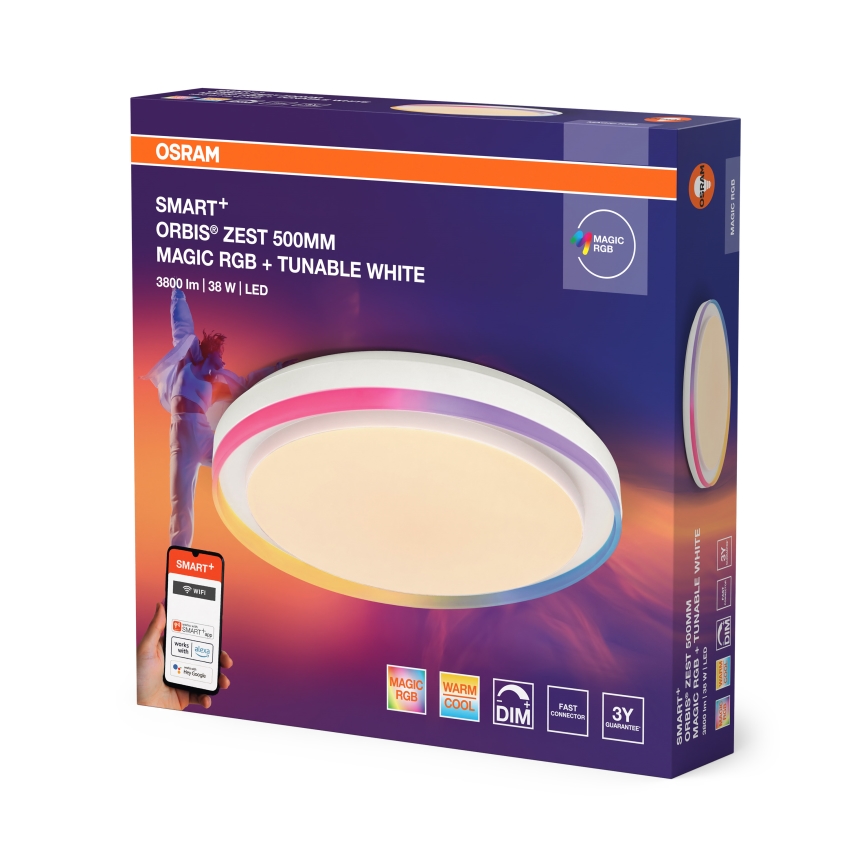 Osram - LED RGBW стельовий світильник з регульованою яскравістю SMART+ MAGIC LED/38 Вт/230 В, діаметр 49 см, білий, 2700-6500 К, Wi-Fi
