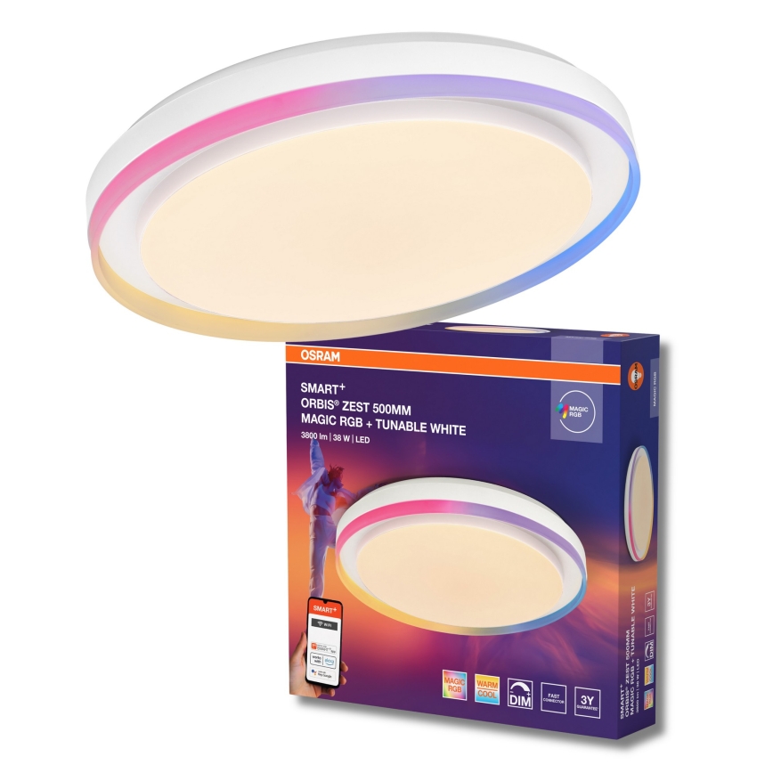 Osram - LED RGBW стельовий світильник з регульованою яскравістю SMART+ MAGIC LED/38 Вт/230 В, діаметр 49 см, білий, 2700-6500 К, Wi-Fi