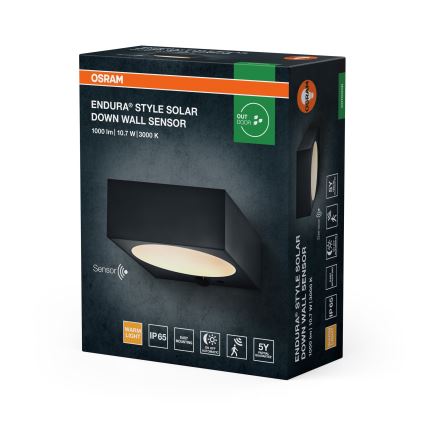 Osram - диммируемый светодиодный солнечный настенный светильник с датчиком ENDURA STYLE LED/10,7W/4,2V 2000 mAh IP65, антрацит