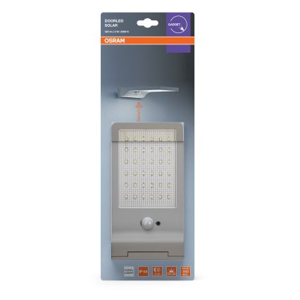 Osram - Сонячний настінний світильник із датчиком DOORLED LED/3W/3,3V 2000 mAh IP44 сріблястий