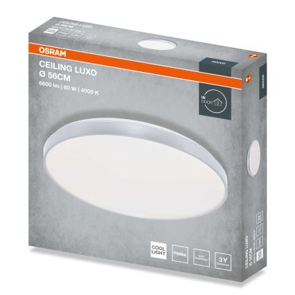 Osram - LED стельовий світильник CEILING LUXO, 60 Вт/230 В, діаметр 56 см, сріблястий