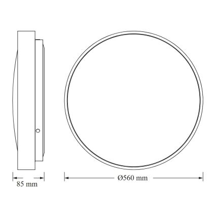 Osram - LED стельовий світильник CEILING LUXO, 60 Вт/230 В, діаметр 56 см, сріблястий