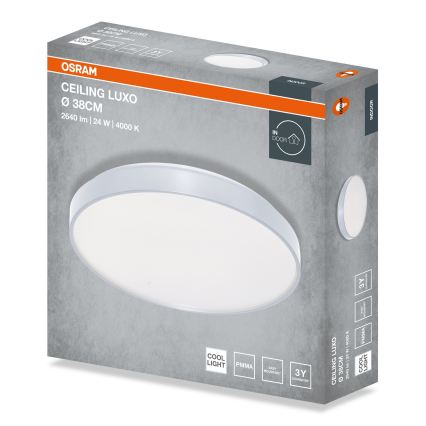 Osram - LED стельовий світильник CEILING LUXO LED/24 Вт/230 В, діаметр 38 см, сріблястий