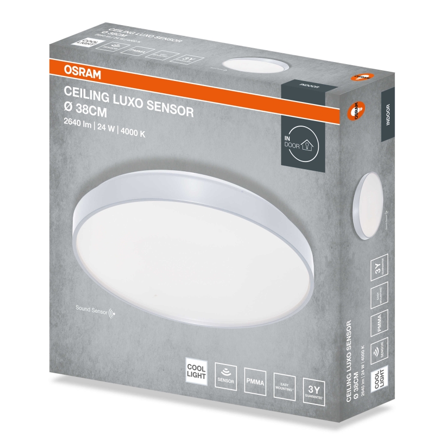 Osram - LED стельовий світильник з датчиком сутінків CEILING LUXO LED/24W/230V діаметр 38 см сріблястий