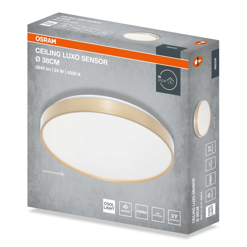 Osram - LED-стельовий світильник із датчиком сутінків CEILING LUXO LED/24W/230V, діаметр 38 см, золотистий