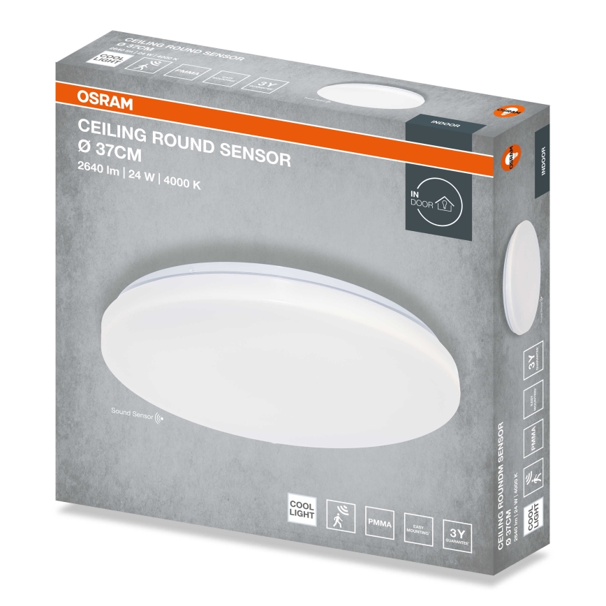 Osram - LED стельний світильник з датчиком сутінків CEILING ROUND LED/24W/230V 4000K діам. 37 см білий