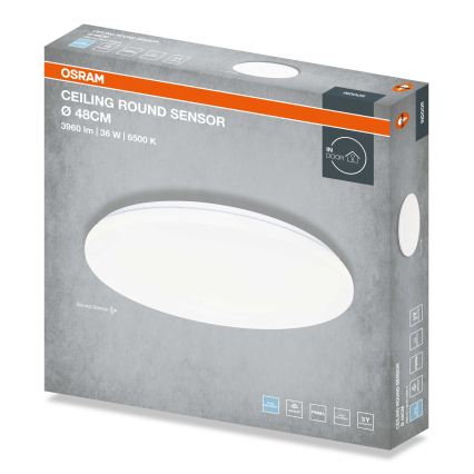 Osram - круглий стельовий світильник LED із датчиком сутінків, 36W/230V, 6500K, діаметр 48 см, білий
