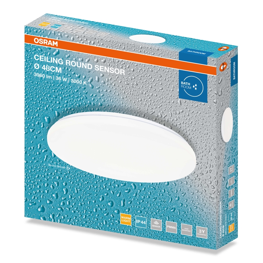 Osram - LED-стельовий світильник для ванної кімнати з датчиком сутінків CEILING ROUND LED/36W/230V 3000K діам. 48 см IP44 білий