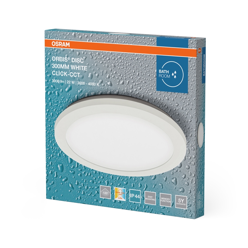 Osram - LED стельовий світильник для ванної кімнати ORBIS DISC LED/22W/230V 3000/4000K діаметр 30 см IP44 білий