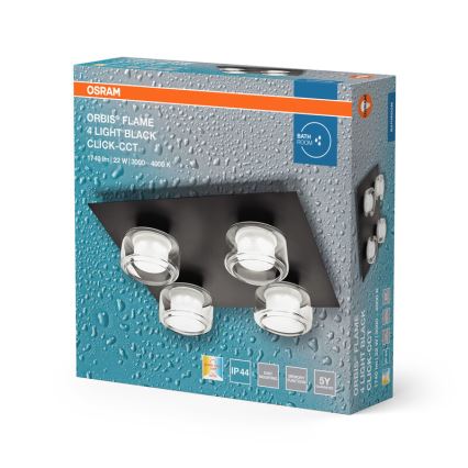 Osram - LED стельовий світильник для ванної кімнати ORBIS FLAME 4xLED/5,5W/230V 3000/4000K IP44 чорний