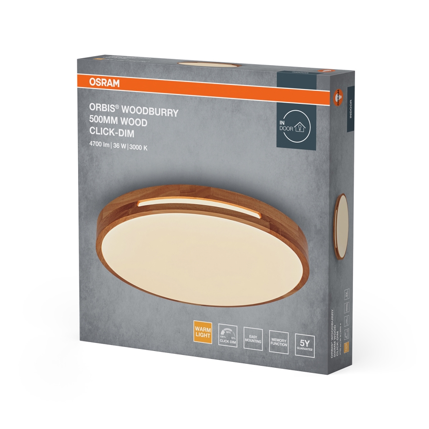 Osram - LED стельовий світильник ORBIS WOODBURRY LED/36W/230V з регулюванням яскравості, діаметр 50 см