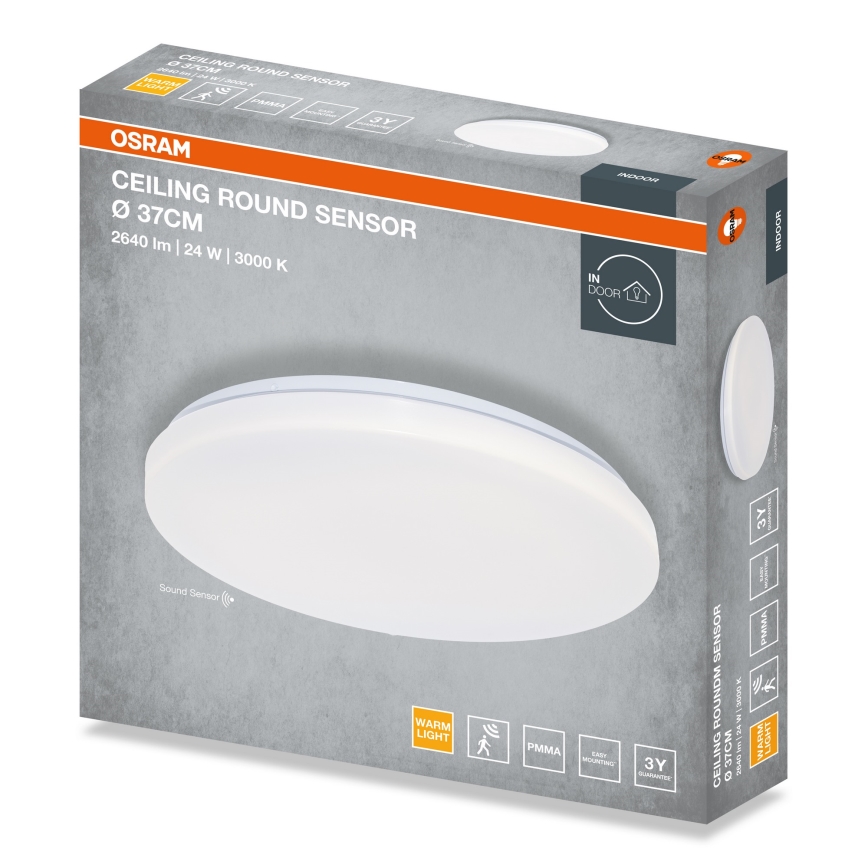 Osram - LED стельовий світильник з датчиком сутінків ROUND LED/24W/230V діам. 37 см