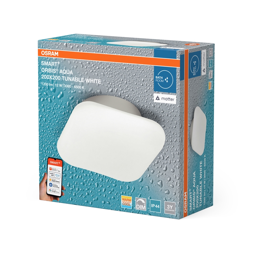 Osram - димований стельовий світильник для ванної кімнати SMART+ AQUA LED, 12 Вт, 230 В, 3000–6500 К, IP44, Wi-Fi