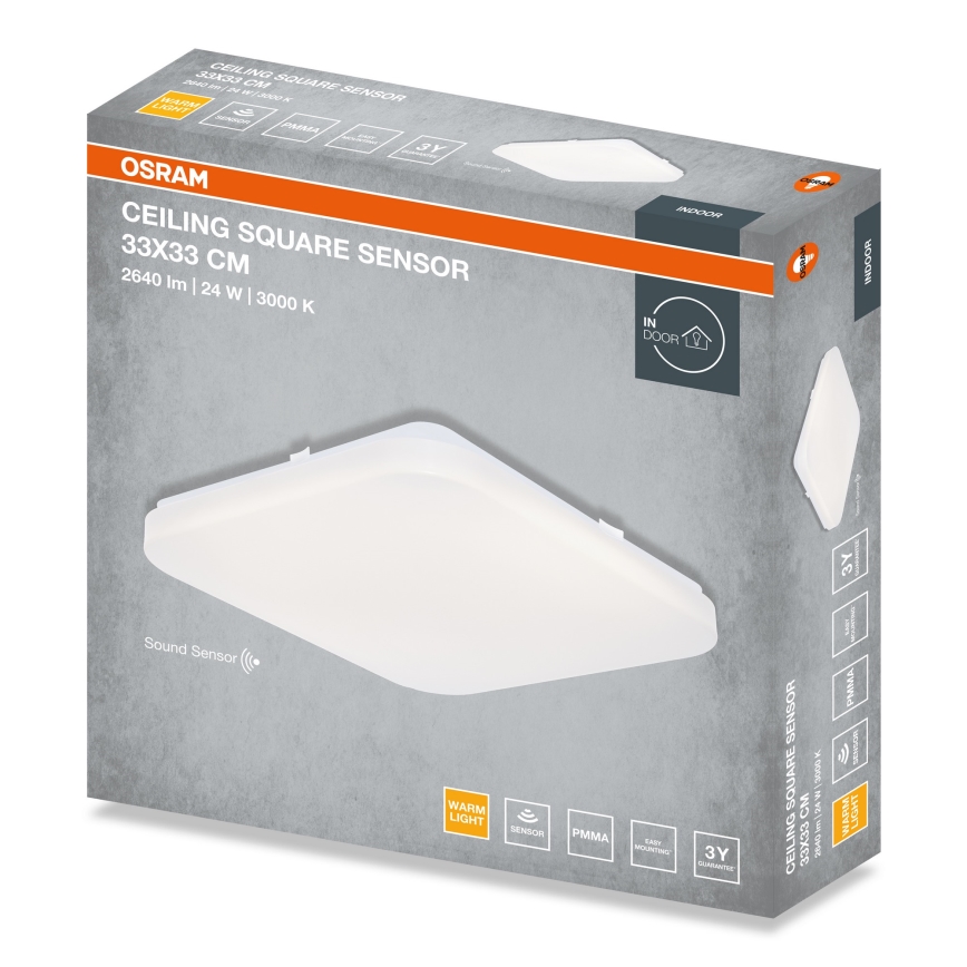 Osram - LED стельний світильник з датчиком сутінок SQUARE LED/24 Вт/230 В 33x33 см