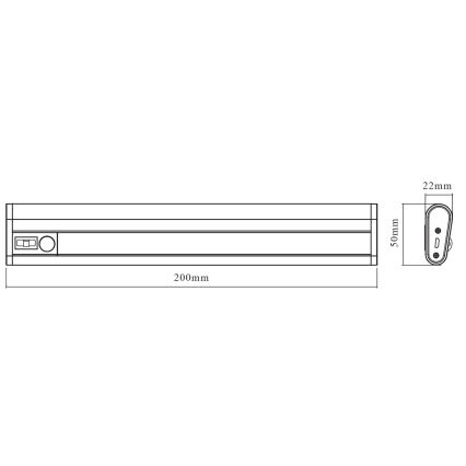 Osram - LED-светильник для установки под шкаф с датчиком MOBILE LED/1W/3,7V 1800 mAh