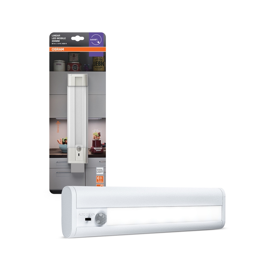 Osram - LED підсвітка під шафу з датчиком руху та сутінків LINEARLED LED/1,9W/6V 4xAA 4000K 21,4 cm біла