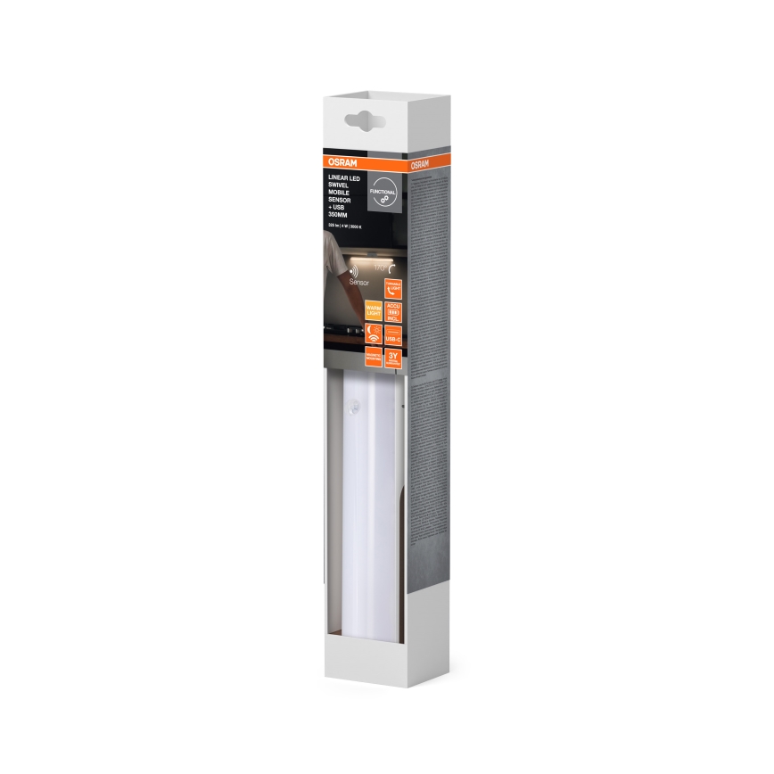 Osram - LED світильник під шафу з регулюванням яскравості, датчиком руху та сутінковим датчиком LINEAR LED/5W/3,7V 2200 mAh 3000K 35 cm білий