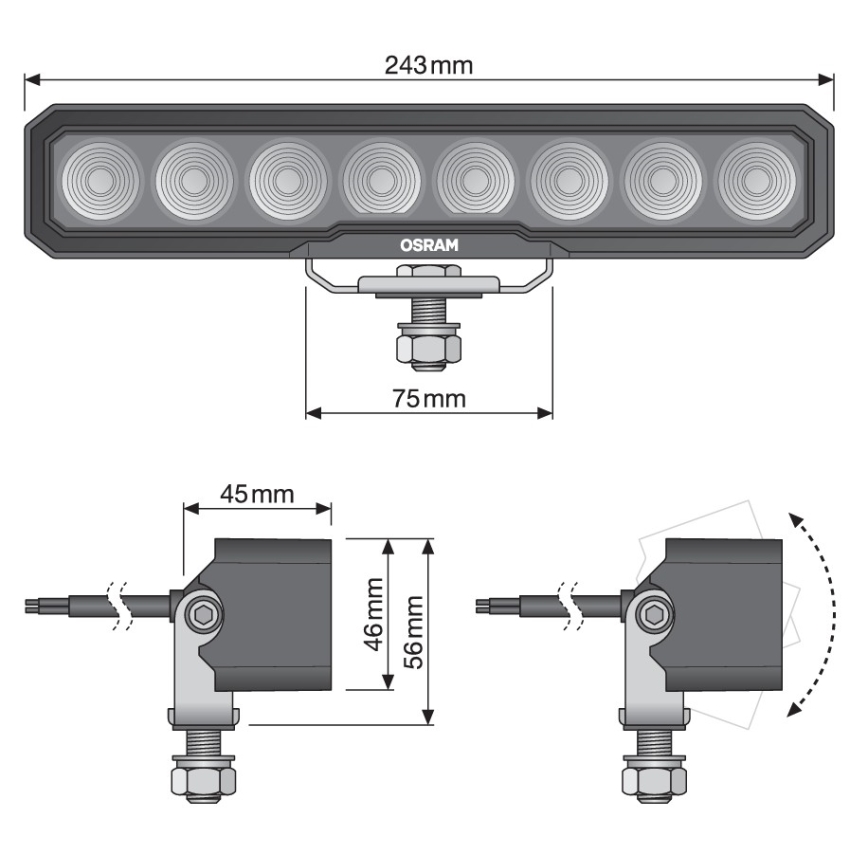 Osram - автомобільний точковий LED‑світильник LIGHTBAR WL VX250-WD LED/36W/12/24V 6000K IP69