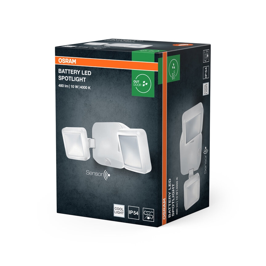 Osram - LED уличный настенный прожектор с датчиком BATTERY 2xLED/5W/4xD IP54