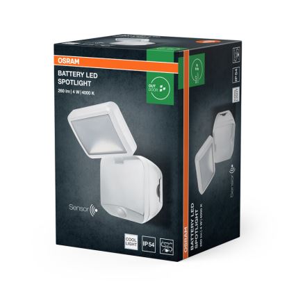 Osram - LED Уличный настенный прожектор с датчиком BATTERY LED/4W/4xD IP54