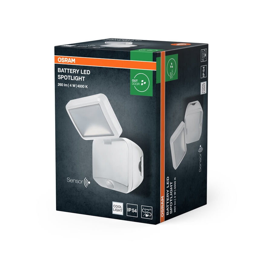 Osram - LED Уличный настенный прожектор с датчиком BATTERY LED/4W/4xD IP54