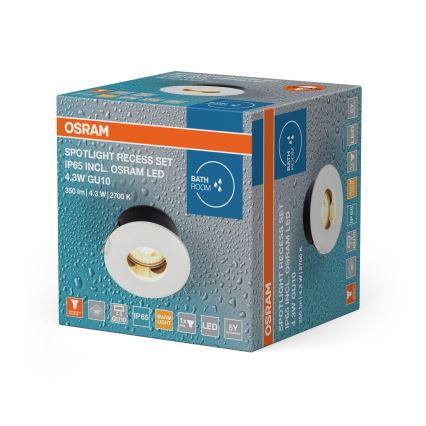 Osram - LED вбудований стельовий світильник для ванної кімнати SPOT 1xGU10/4,3W/230V 2700K CRI 90 Ø 8,5 см IP65 білий
