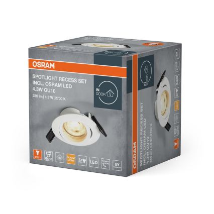 Osram - LED вбудований точковий світильник SPOT 1xGU10/4,3W/230V 2700K CRI 90 білий