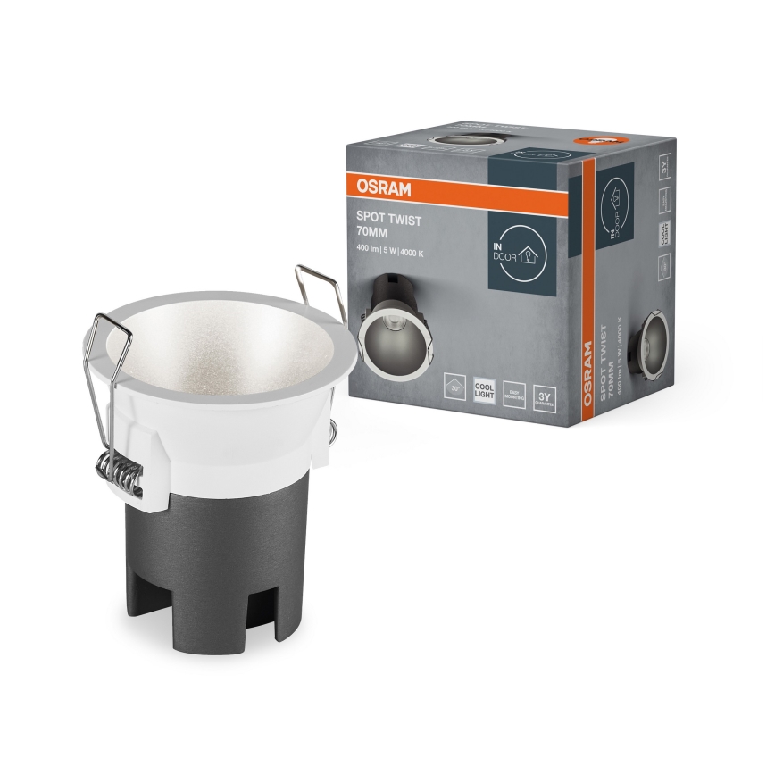 Osram - вбудований точковий світильник SPOT TWIST LED/5 Вт/230 В 4000 К, діам. 7 см, білий/сріблястий