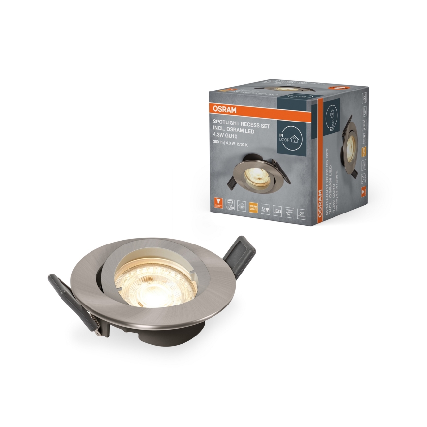 Osram - LED встраиваемый потолочный светильник SPOT 1xGU10/4,3W/230V 2700K CRI 90 матовый хром