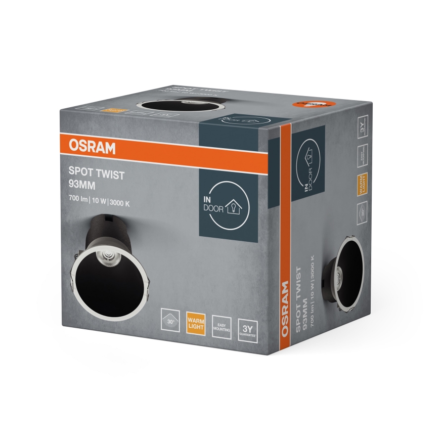 Osram - встраиваемый потолочный светильник SPOT TWIST LED/10W/230V 3000K диам. 9,3 см белый/черный
