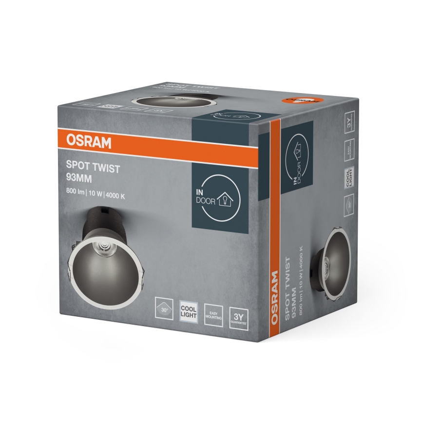 Osram - LED встраиваемый потолочный светильник SPOT TWIST LED/10W/230V 4000K диам. 9,3 см белый/серебристый