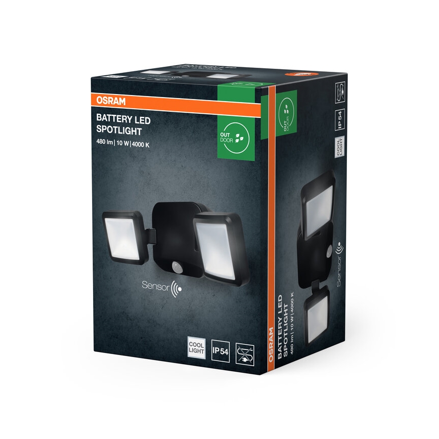 Osram - LED зовнішній настінний прожектор з датчиком BATTERY 2xLED/5W/4xD IP54