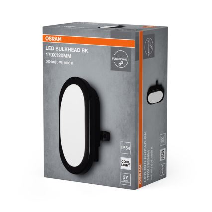 Osram - LED зовнішній настінний світильник BULKHEAD LED/6W/230V IP54 чорний