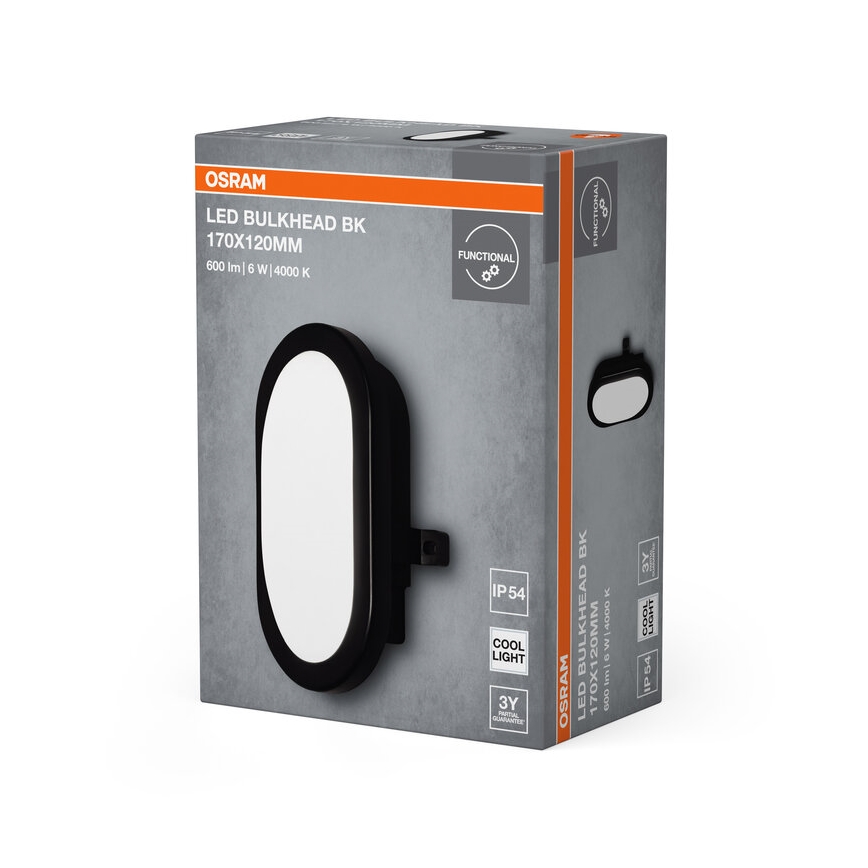 Osram - LED зовнішній настінний світильник BULKHEAD LED/6W/230V IP54 чорний