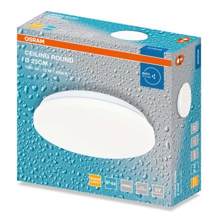 Osram - LED стельовий світильник для ванної кімнати CEILING ROUND LED/12W/230V 3000K, діаметр 26 см, IP44, білий