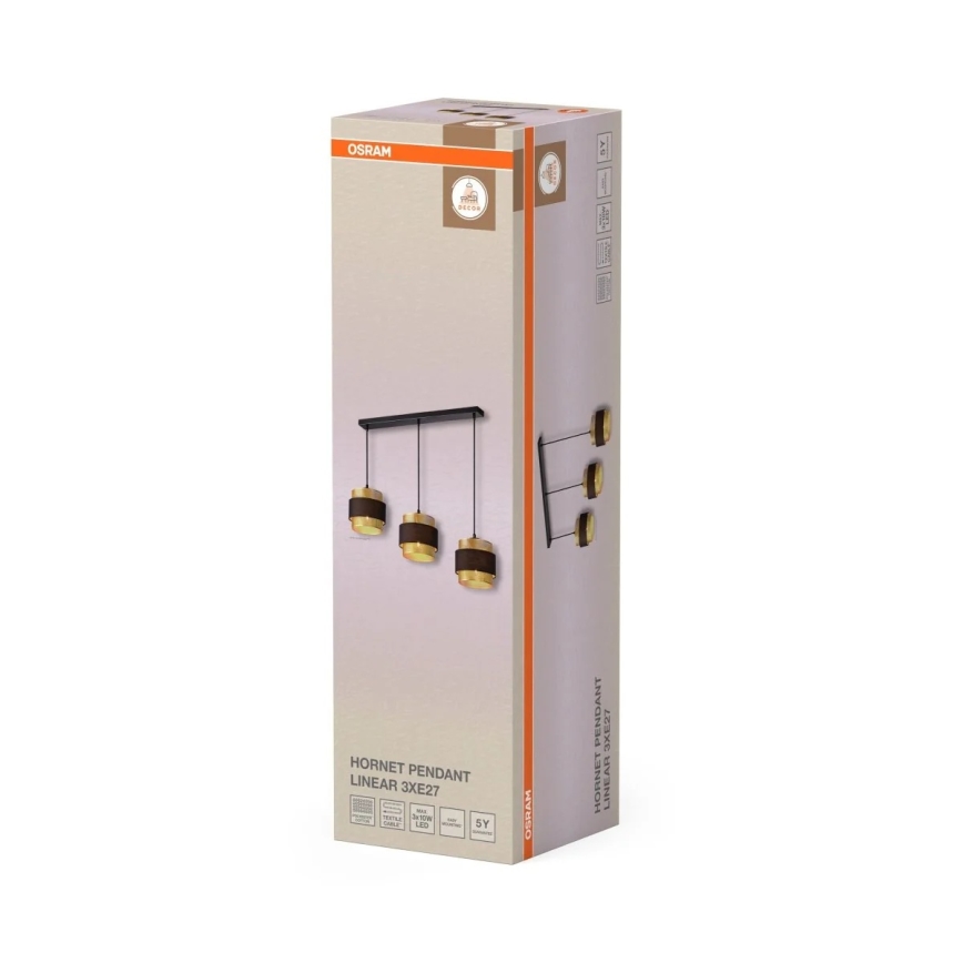 Osram - Люстра на тросе DECOR HORNET 3xE27/10W/230V чёрный/золотой