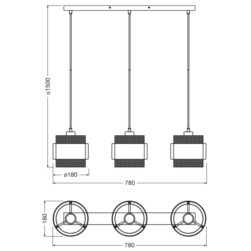 Osram - Люстра на тросе DECOR HORNET 3xE27/10W/230V чёрный/золотой