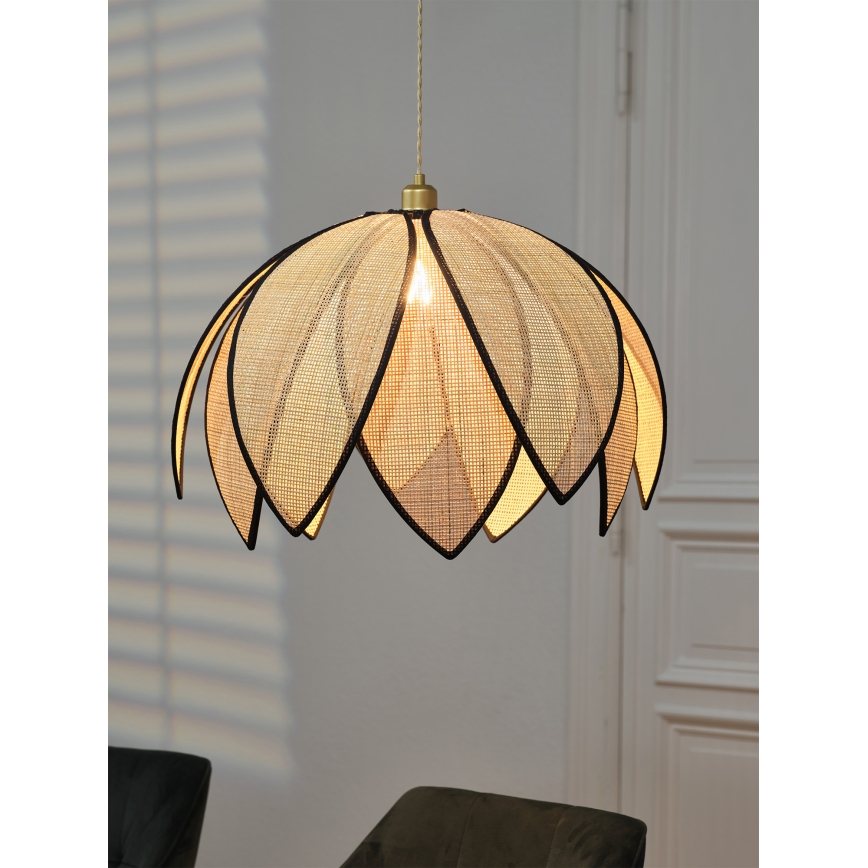 Osram - Люстра на тросе DECOR RATTAN 1xE27/15W/230V Ø 67 см бежевый/чёрный