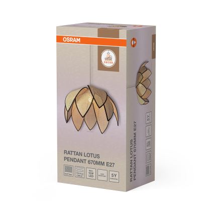 Osram - Люстра на тросе DECOR RATTAN 1xE27/15W/230V Ø 67 см бежевый/чёрный