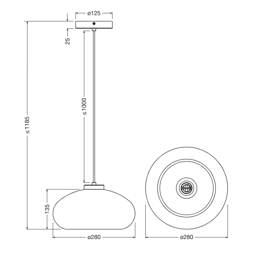 Osram - Люстра на тросе DECOR SMOKE 1xE27/12W/230V диаметр 28 см черный/дымчато-серый
