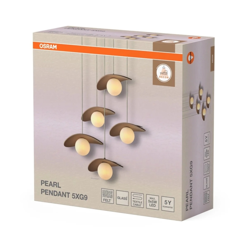Osram - Люстра на тросі DECOR PEARL 5xG9/5W/230V бежева