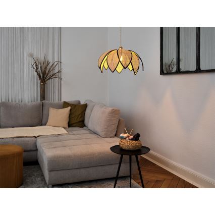 Osram - Люстра на тросі DECOR RATTAN 1xE27/15W/230V діаметр 48 см бежевий/чорний