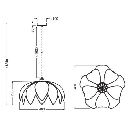 Osram - Люстра на тросі DECOR RATTAN 1xE27/15W/230V діаметр 48 см бежевий/чорний