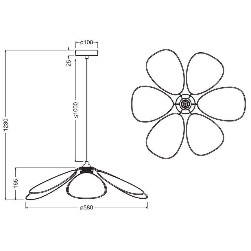 Osram - Люстра на тросі DECOR RATTAN 1xE27/15W/230V Ø 58 см бежевий/чорний