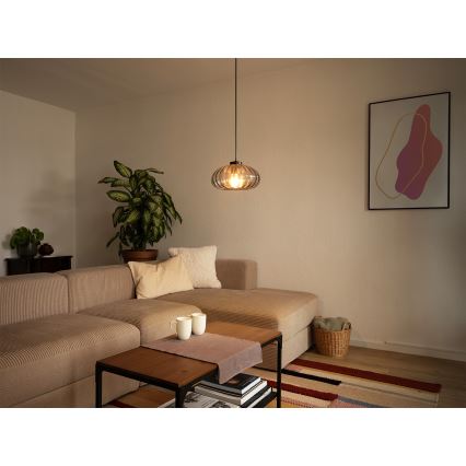 Osram - Люстра на тросі DECOR SMOKE 1xE27/12W/230V, діаметр 28 см, чорна/димчасто-сіра